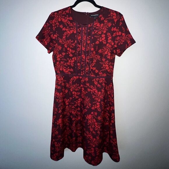 Banana Republic Factory Red Floral Dress - Sz 4 - Picture 1 of 13